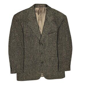Vintage Hugo Boss Tweed Blazer "Poseidon" Wool Sport Coat Brown 40S